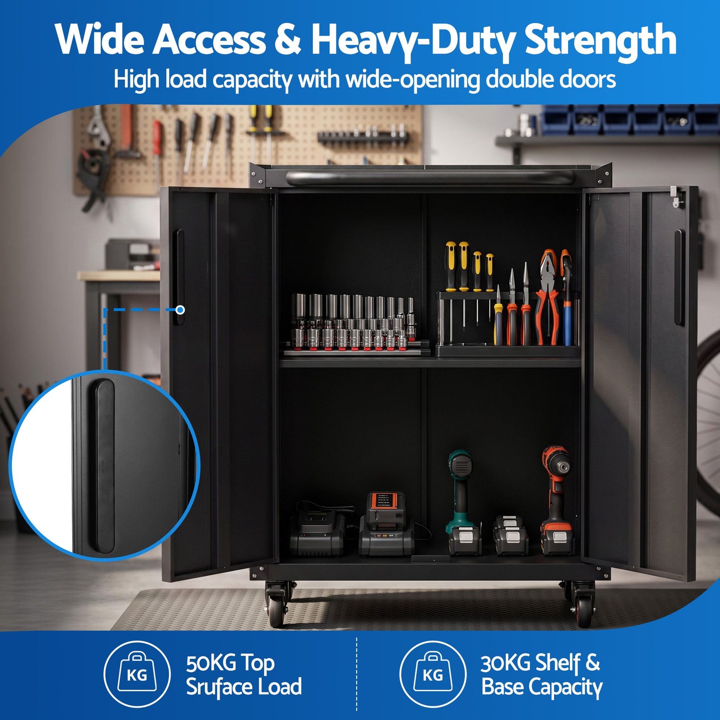 Giantz Rolling Tool Cabinet - Black