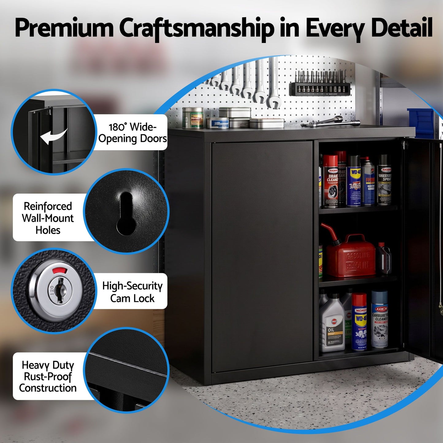 Giantz Wall-Mount Tool Cabinet - Black
