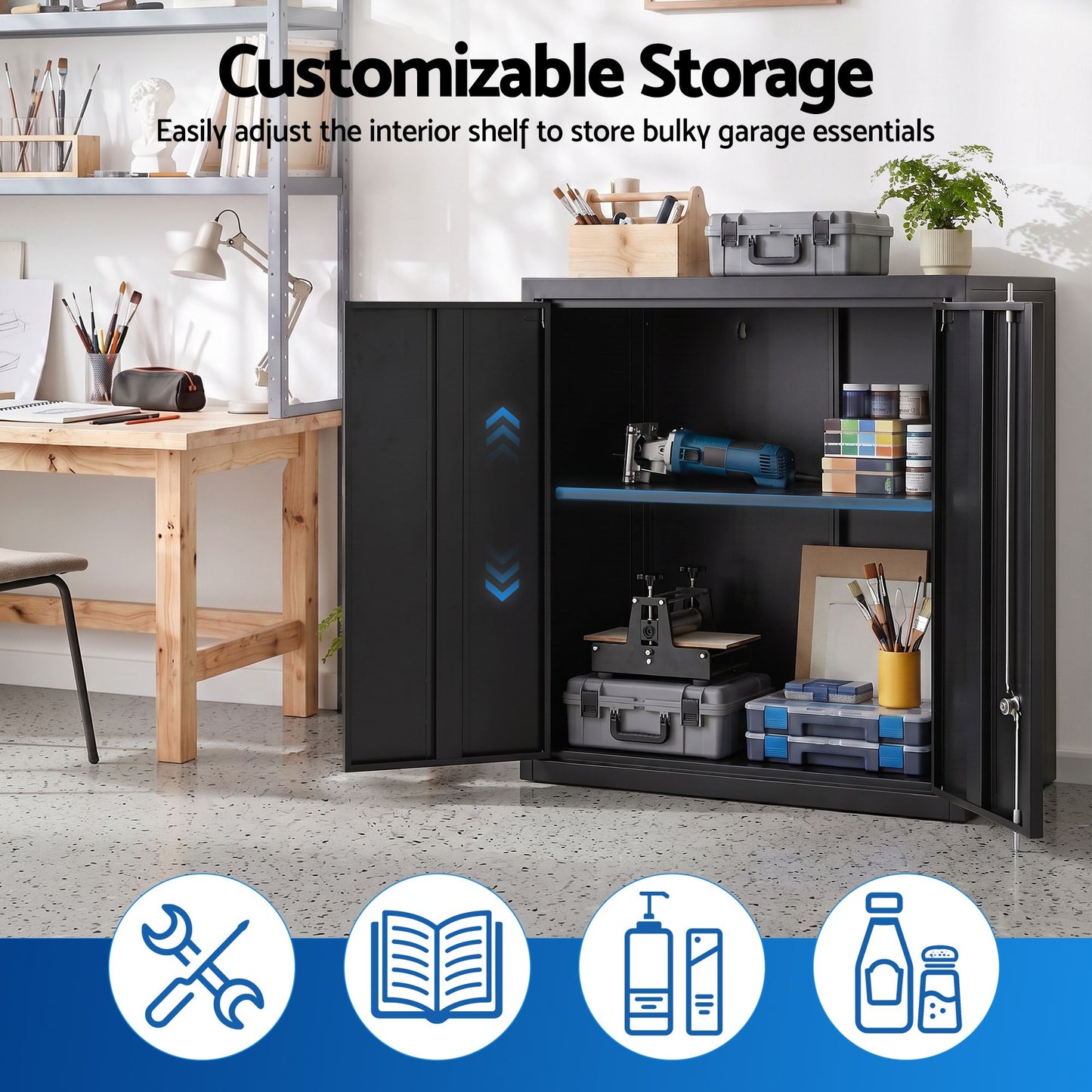 Giantz Wall-Mount Tool Cabinet - Black