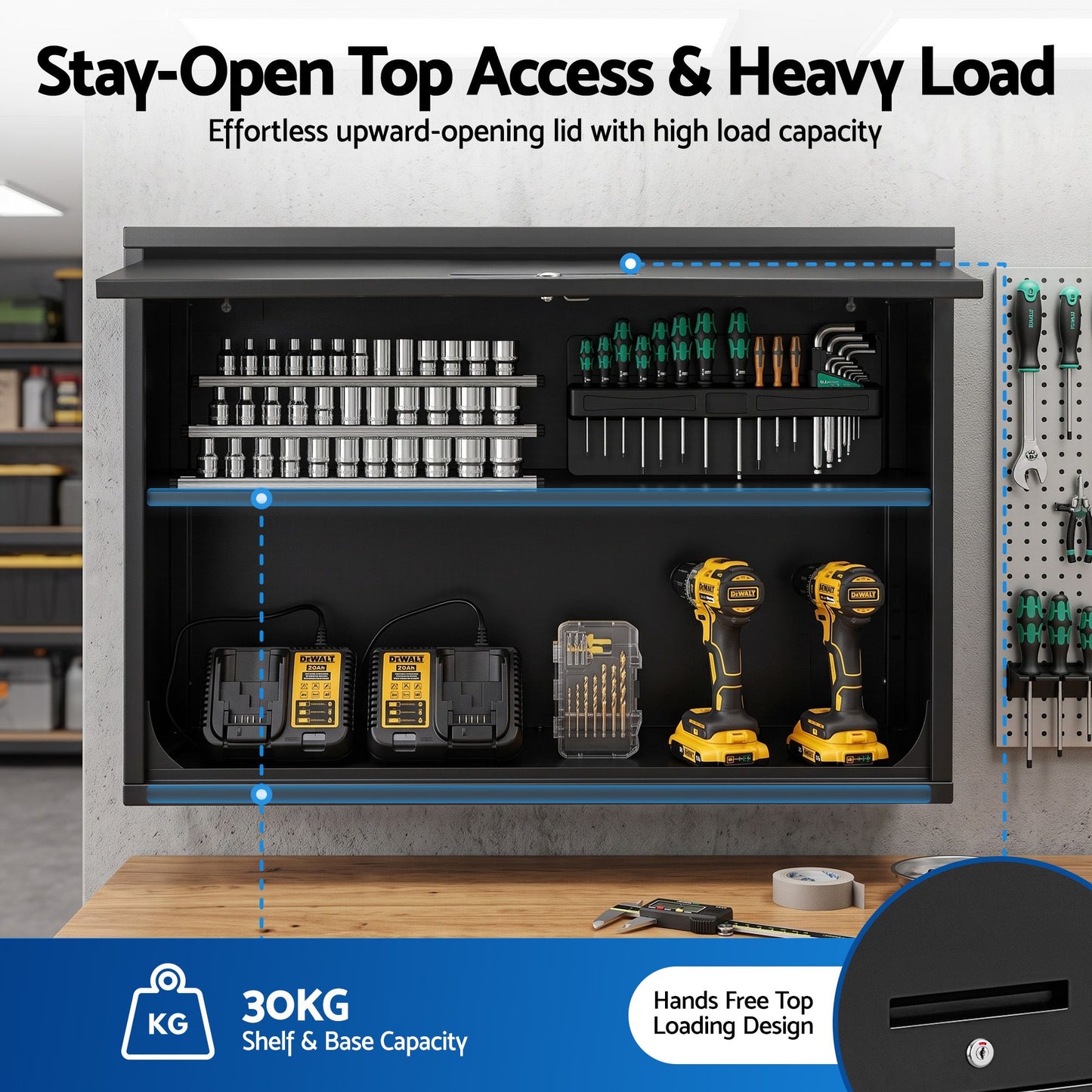 Giantz Overhead Wall-Mount Tool Cabinet - Black