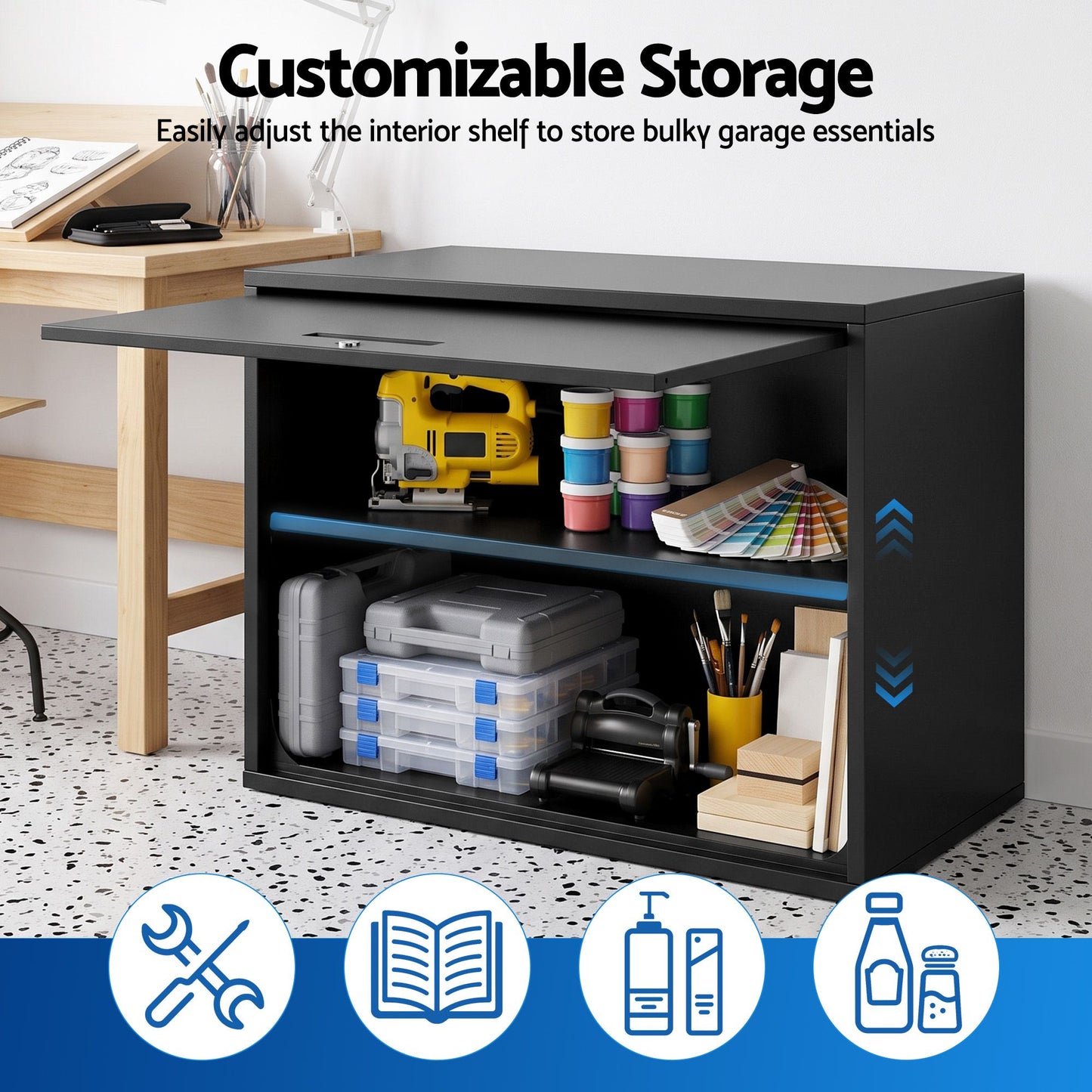 Giantz Overhead Wall-Mount Tool Cabinet - Black