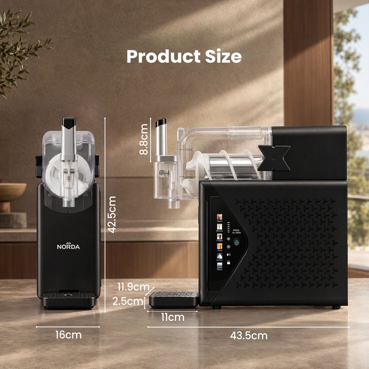 NORDA Slushie Machine 2.2L Frozen Drink Maker Ice Cream Maker Foldable Control Panel Black