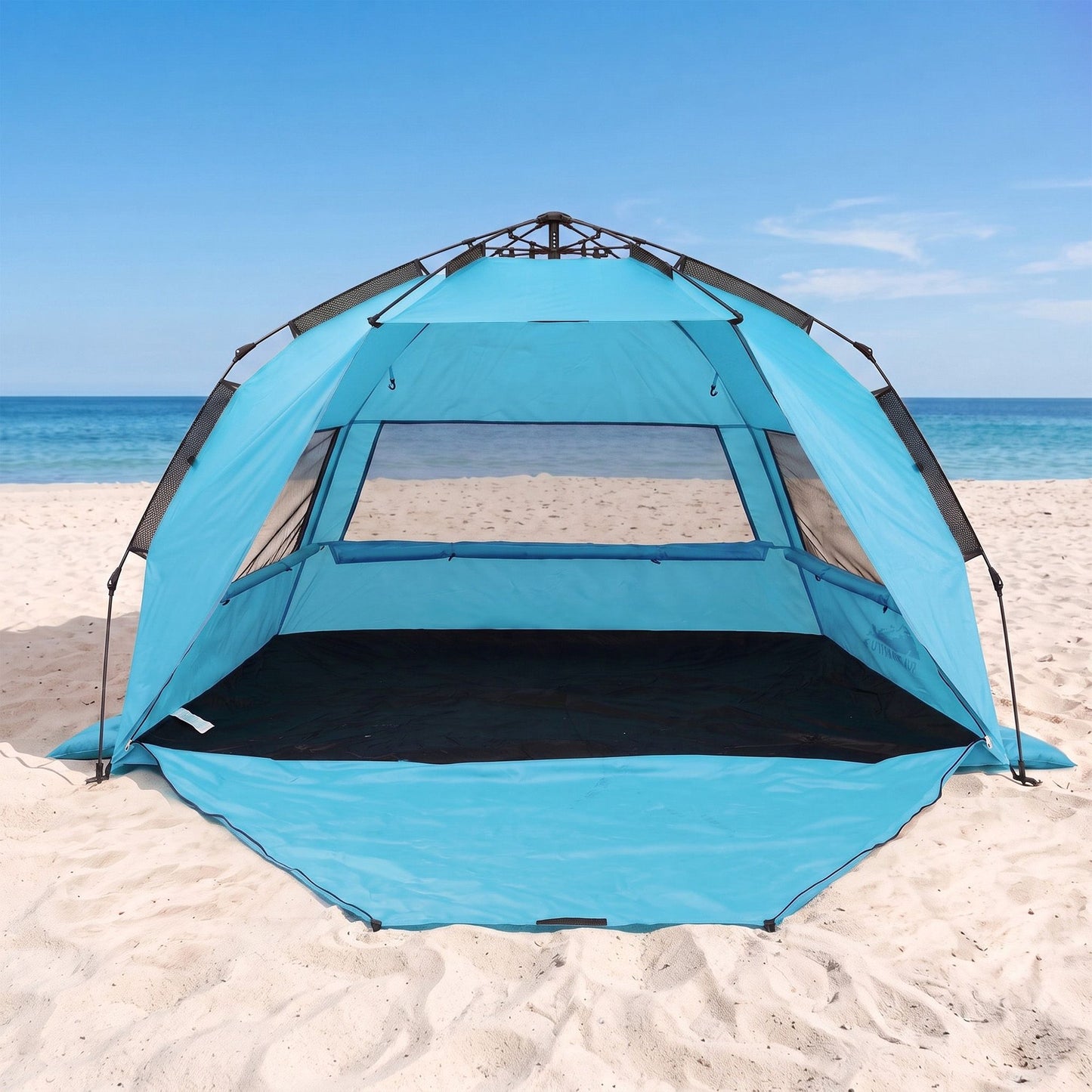 Weisshorn Beach Tent 3-4 Person Pop Up Sun Shade UPF 50 Automatic Outdoor Blue