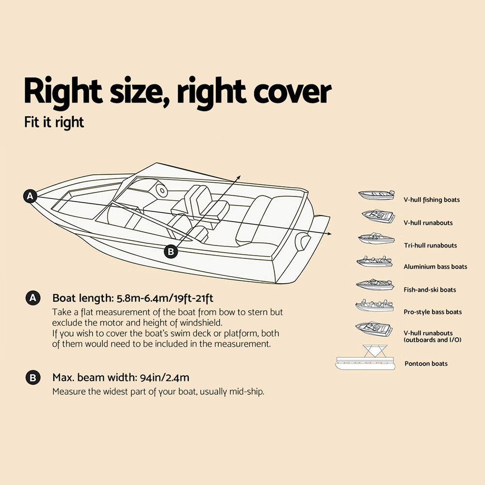 Heavy Duty Boat Cover 19-21ft