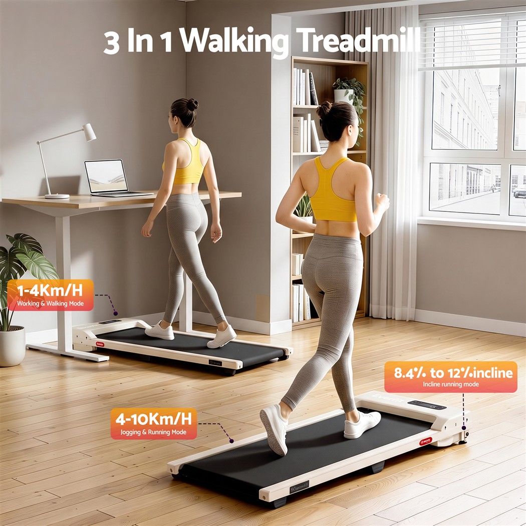 Everfit 3-in-1 Walking Pad Treadmill - Beige