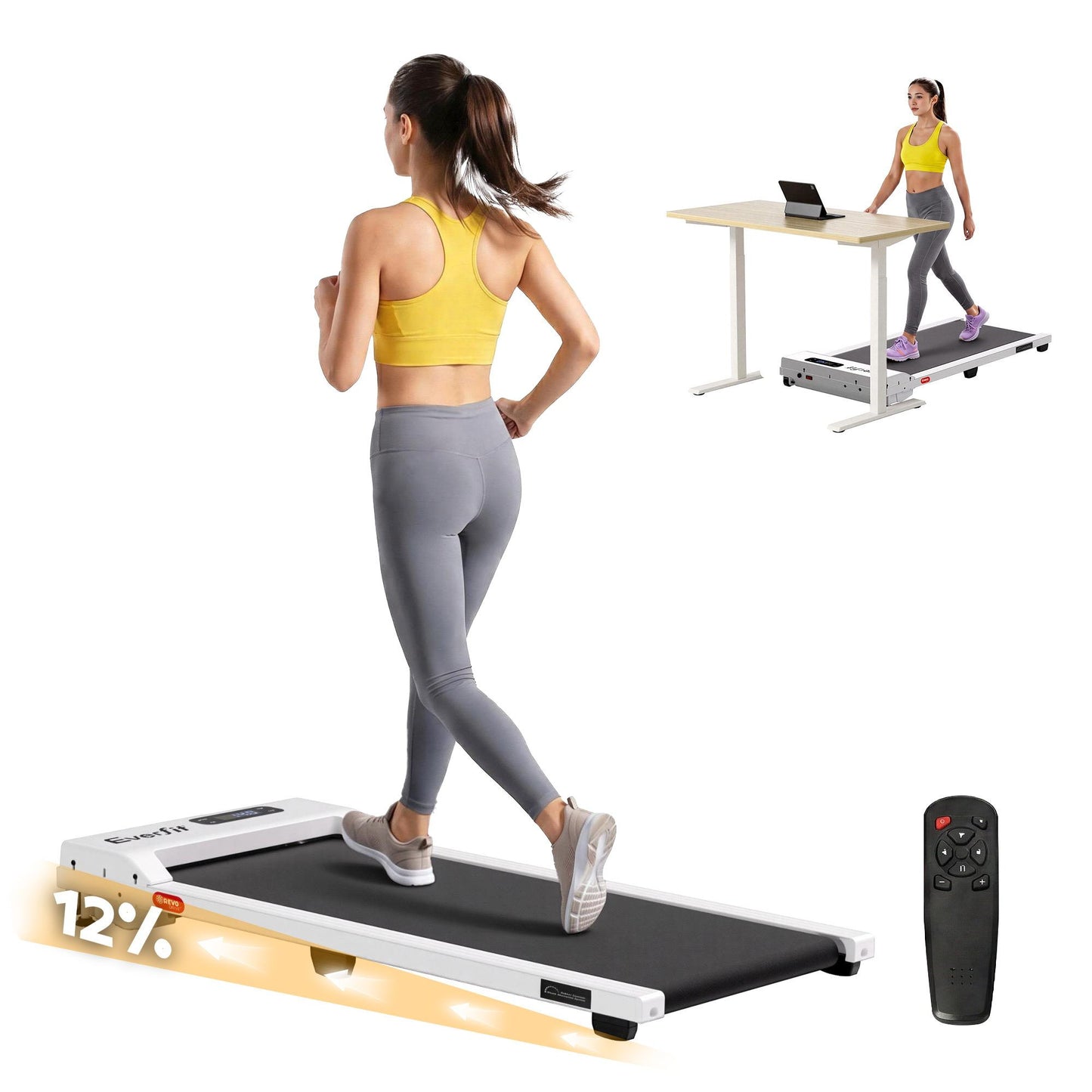 Everfit 3-in-1 Walking Pad Treadmill - White