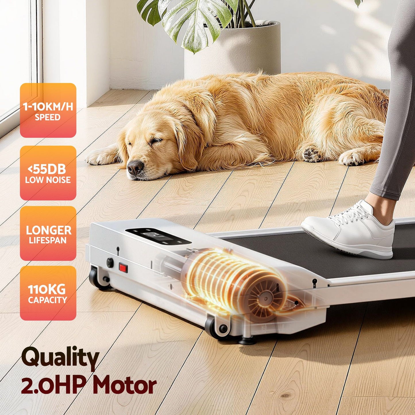 Everfit 3-in-1 Walking Pad Treadmill - White