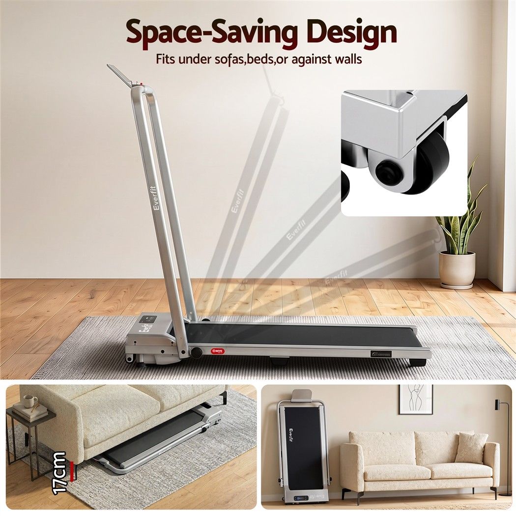 Everfit 3-in-1 Under-Desk Walking Pad Treadmill - Silver