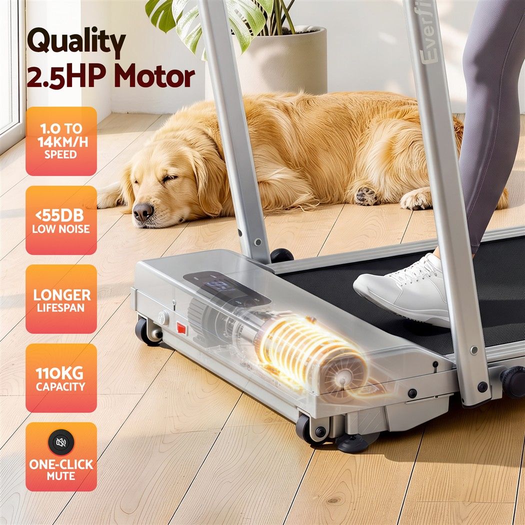 Everfit 3-in-1 Under-Desk Walking Pad Treadmill - Silver