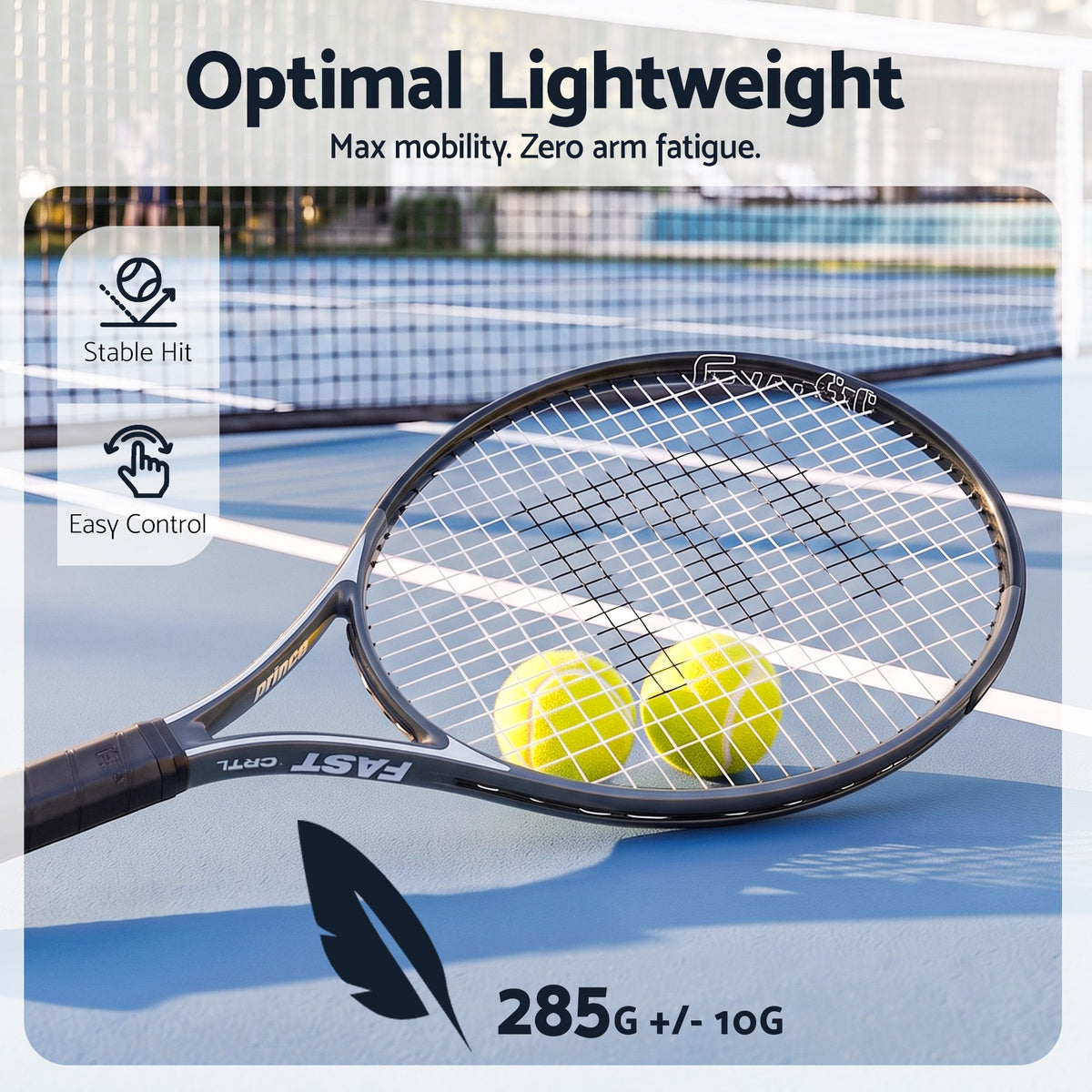 Everfit Tennis Racket Set 2 Pack 27 Inch Lightweight Cushioned Grip for Adults Black