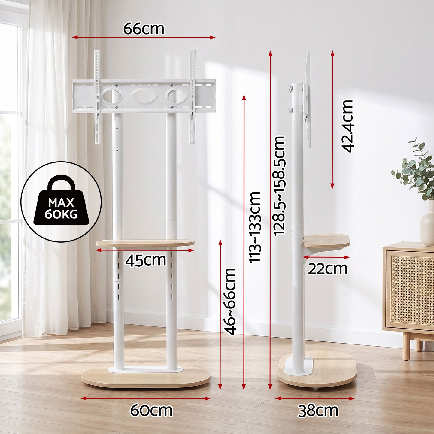Artiss Mobile TV Floor Stand - 40-75 Inch