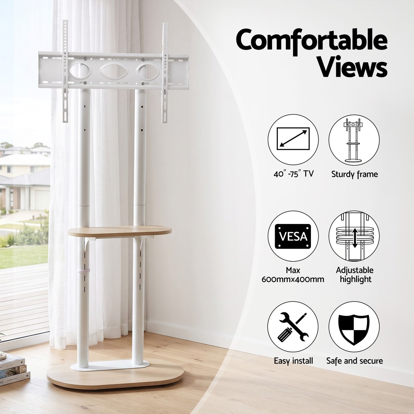 Artiss Mobile TV Floor Stand - 40-75 Inch