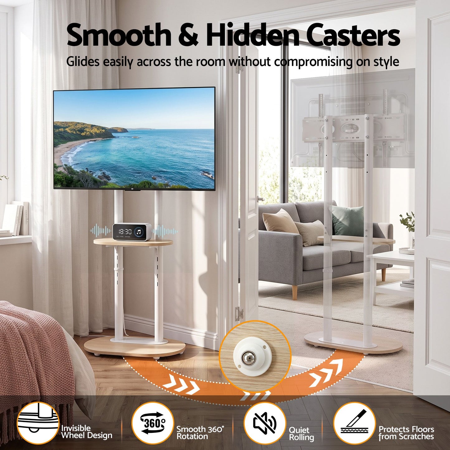 Artiss Mobile TV Floor Stand - 40-75 Inch