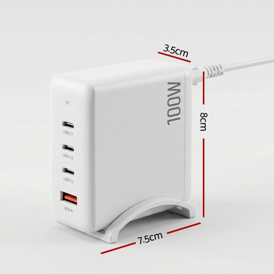 Devanti 100W 4-Port GaN USB C Desktop Charger White