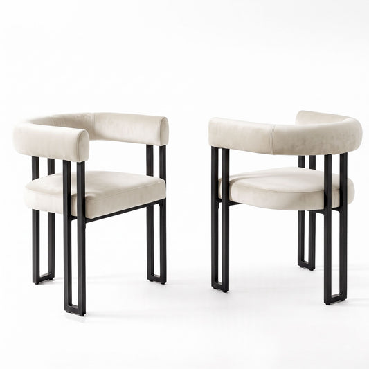 Artiss Velvet Dining Chairs - 2 Pack - Beige