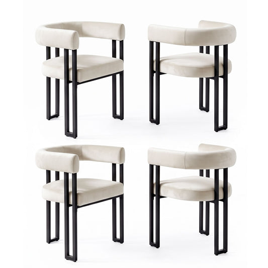 Artiss Velvet Dining Chairs - 4 Pack - Beige