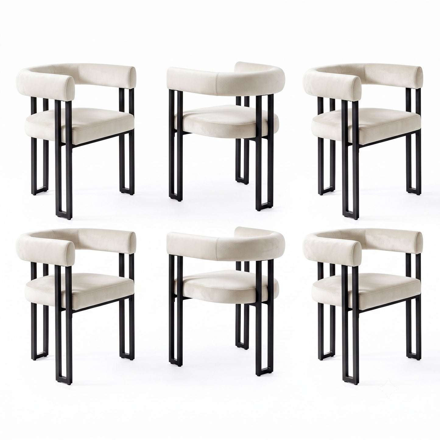Artiss Velvet Dining Chairs - 6 Pack - Beige