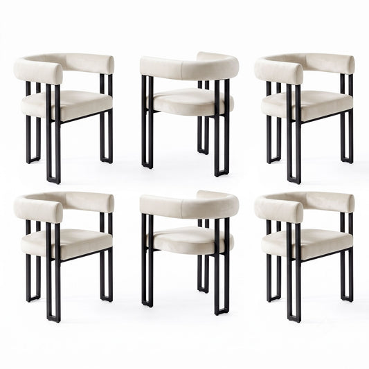 Artiss Velvet Dining Chairs - 6 Pack - Beige