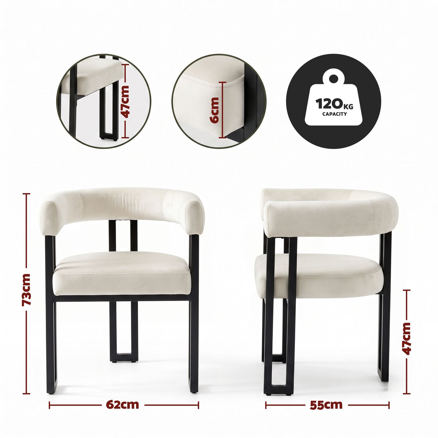Artiss Velvet Dining Chairs - 6 Pack - Beige