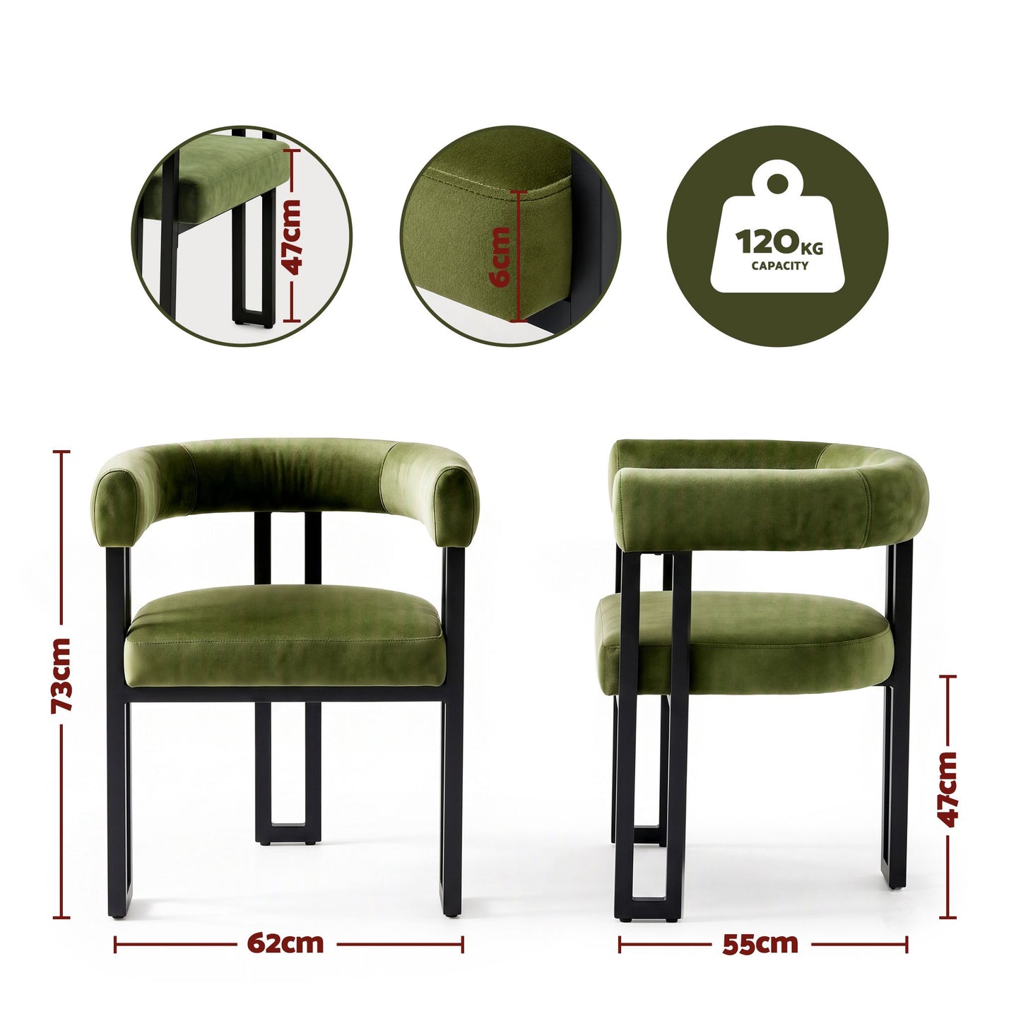 Artiss Velvet Dining Chairs - 4 Pack - Green