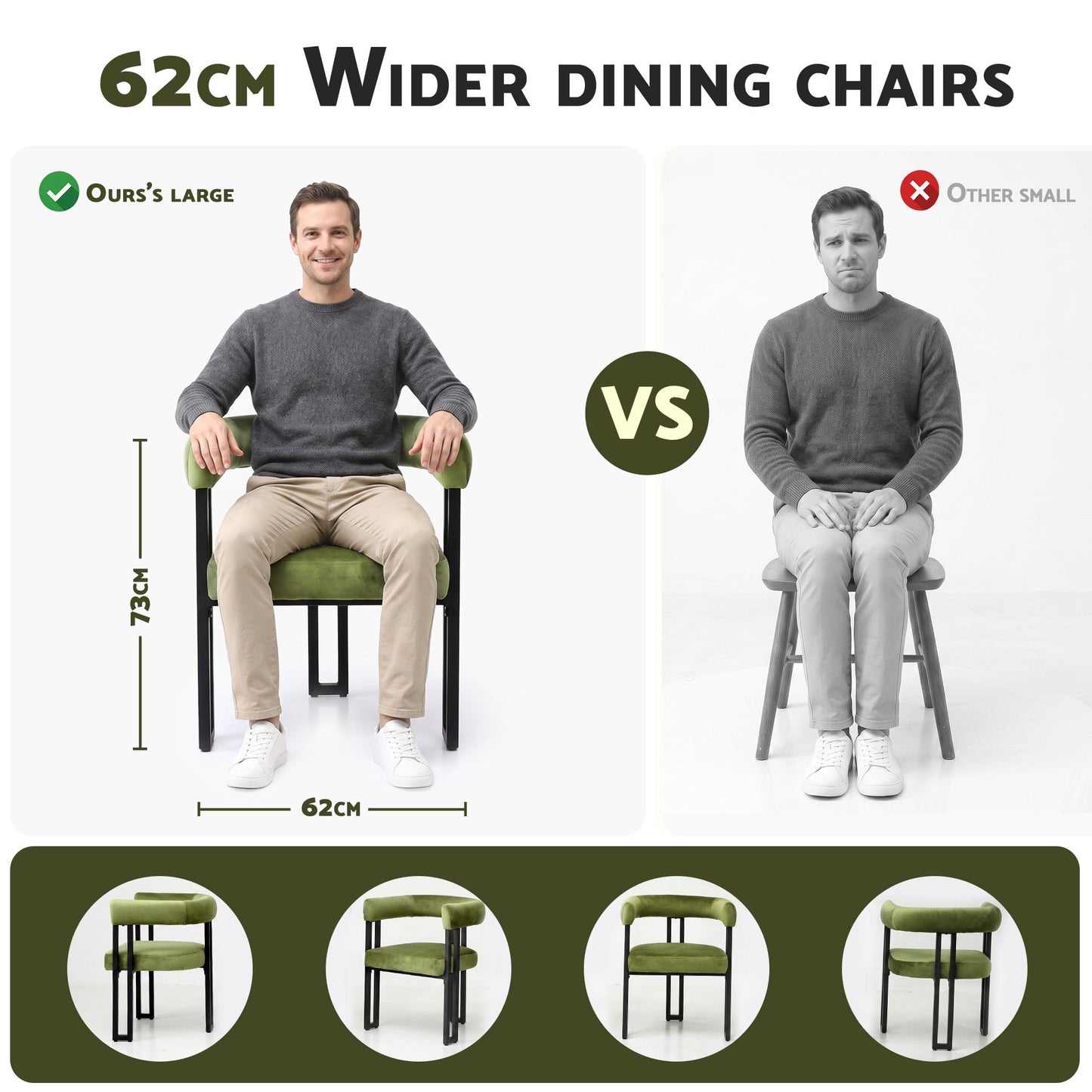 Artiss Velvet Dining Chairs - 4 Pack - Green
