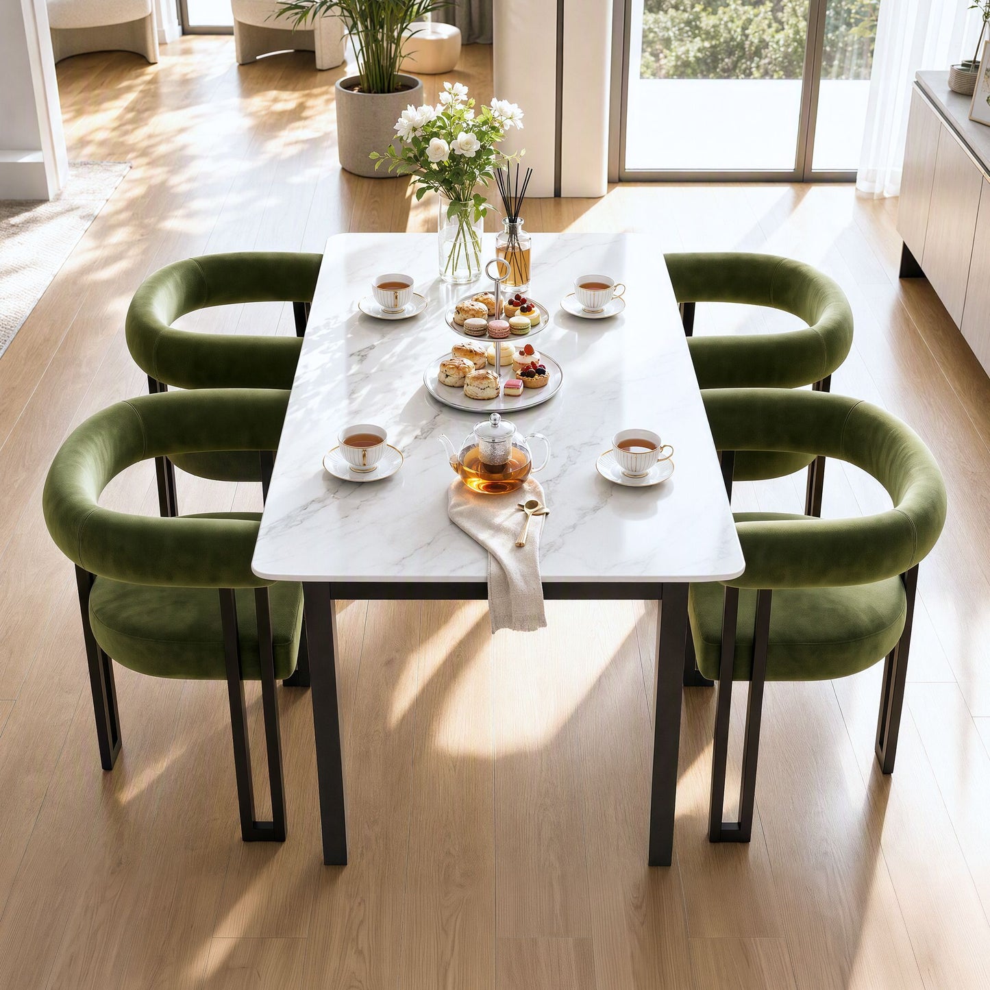 Artiss Velvet Dining Chairs - 4 Pack - Green