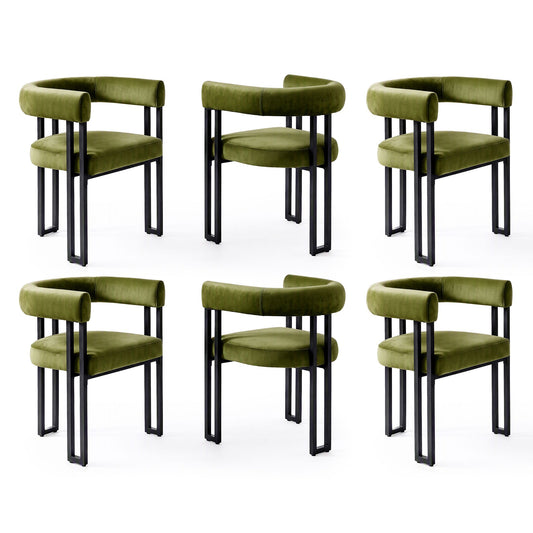 Artiss Velvet Dining Chairs - 6 Pack - Green