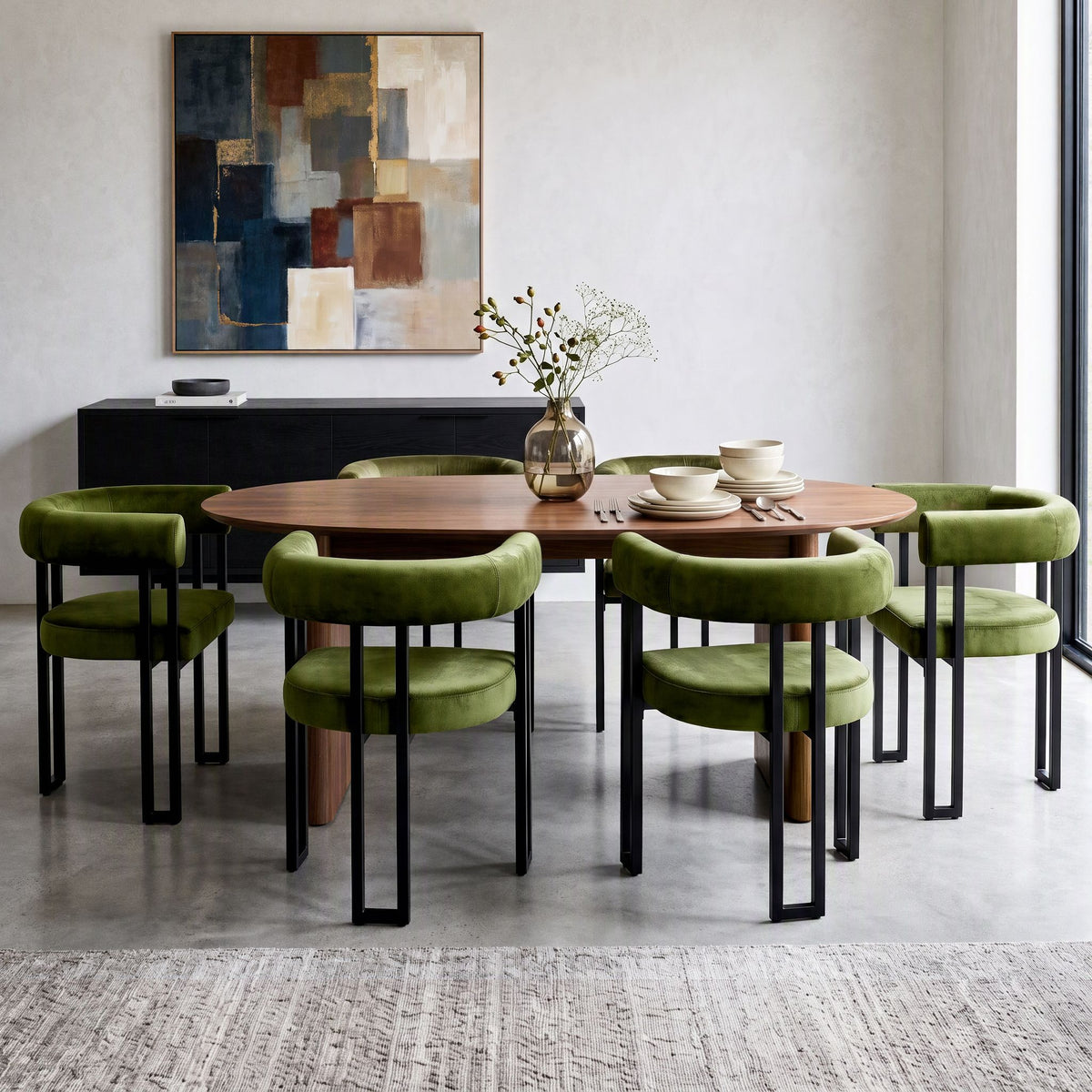 Artiss Velvet Dining Chairs - 6 Pack - Green
