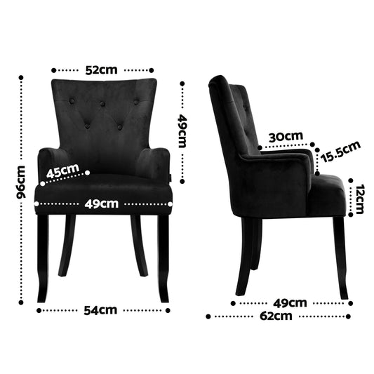 Artiss Velvet Dining Chairs Set of 6 - Black