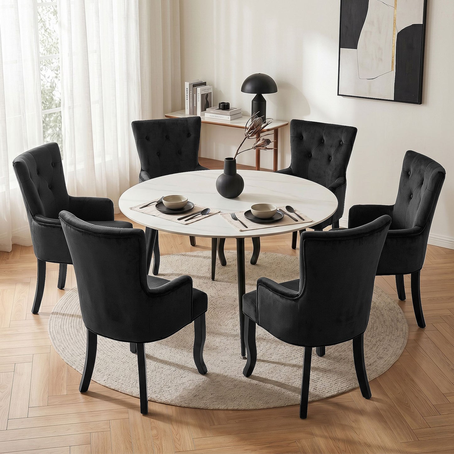 Artiss Velvet Dining Chairs Set of 6 - Black
