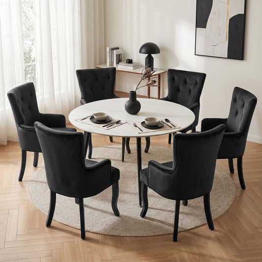Artiss Velvet Dining Chairs Set of 6 - Black