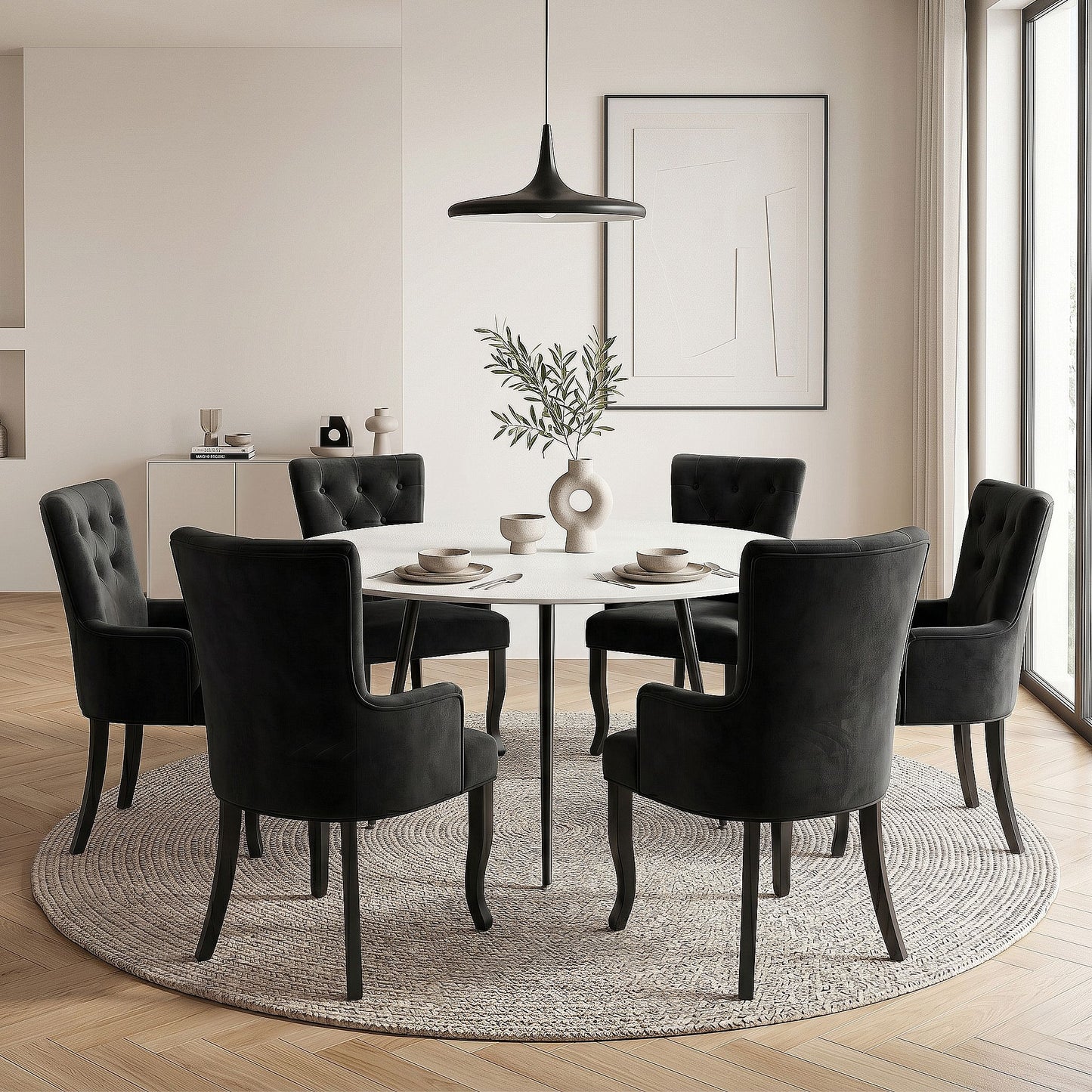 Artiss Velvet Dining Chairs Set of 6 - Black