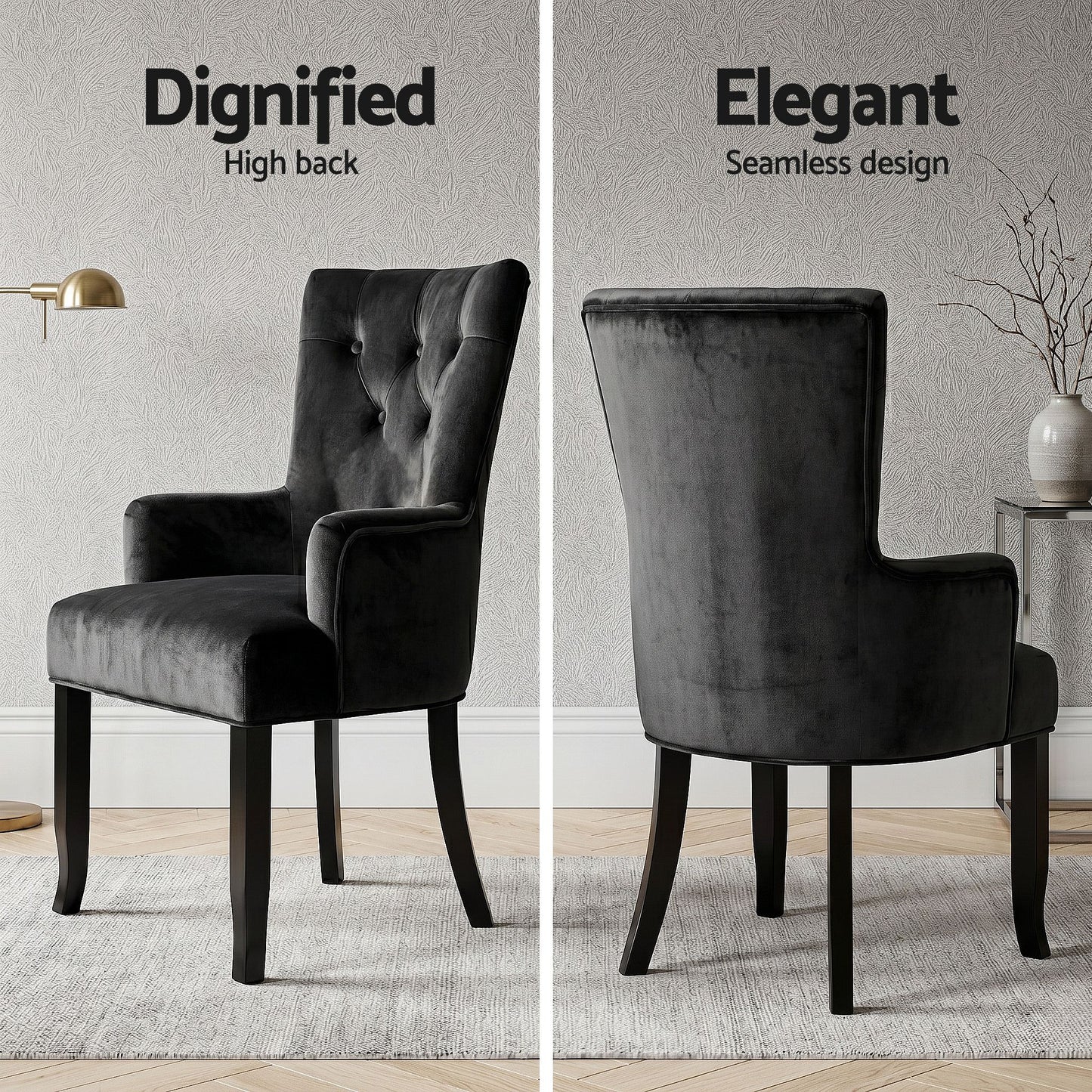 Artiss Velvet Dining Chairs Set of 6 - Black