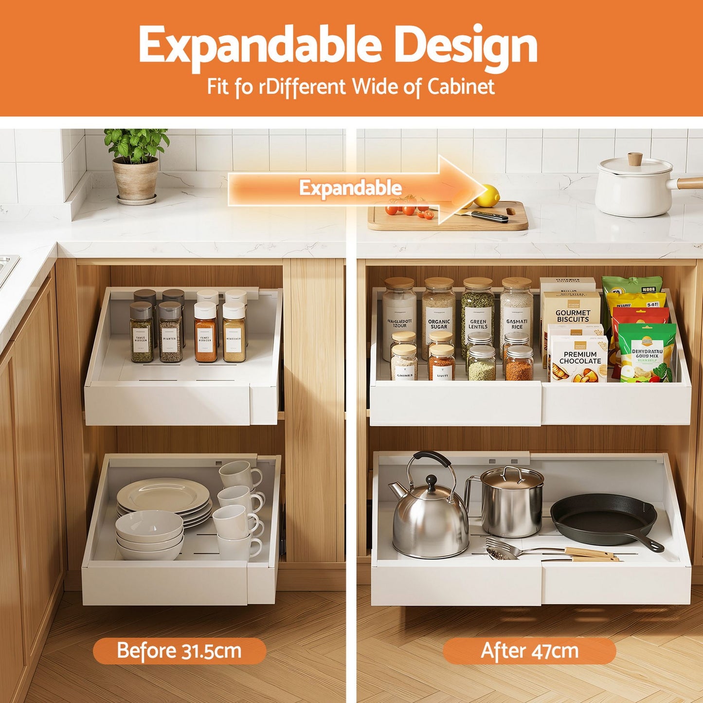 Artiss Pull-Out Cabinet Organiser - 2 Pack
