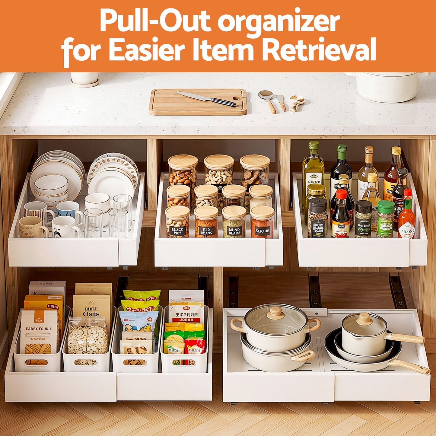 Artiss Pull-Out Cabinet Organiser - 2 Pack