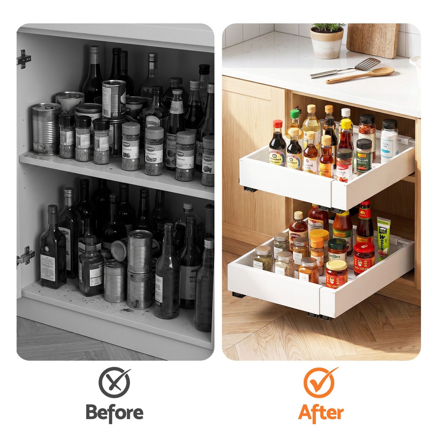 Artiss Pull-Out Cabinet Organiser - 2 Pack
