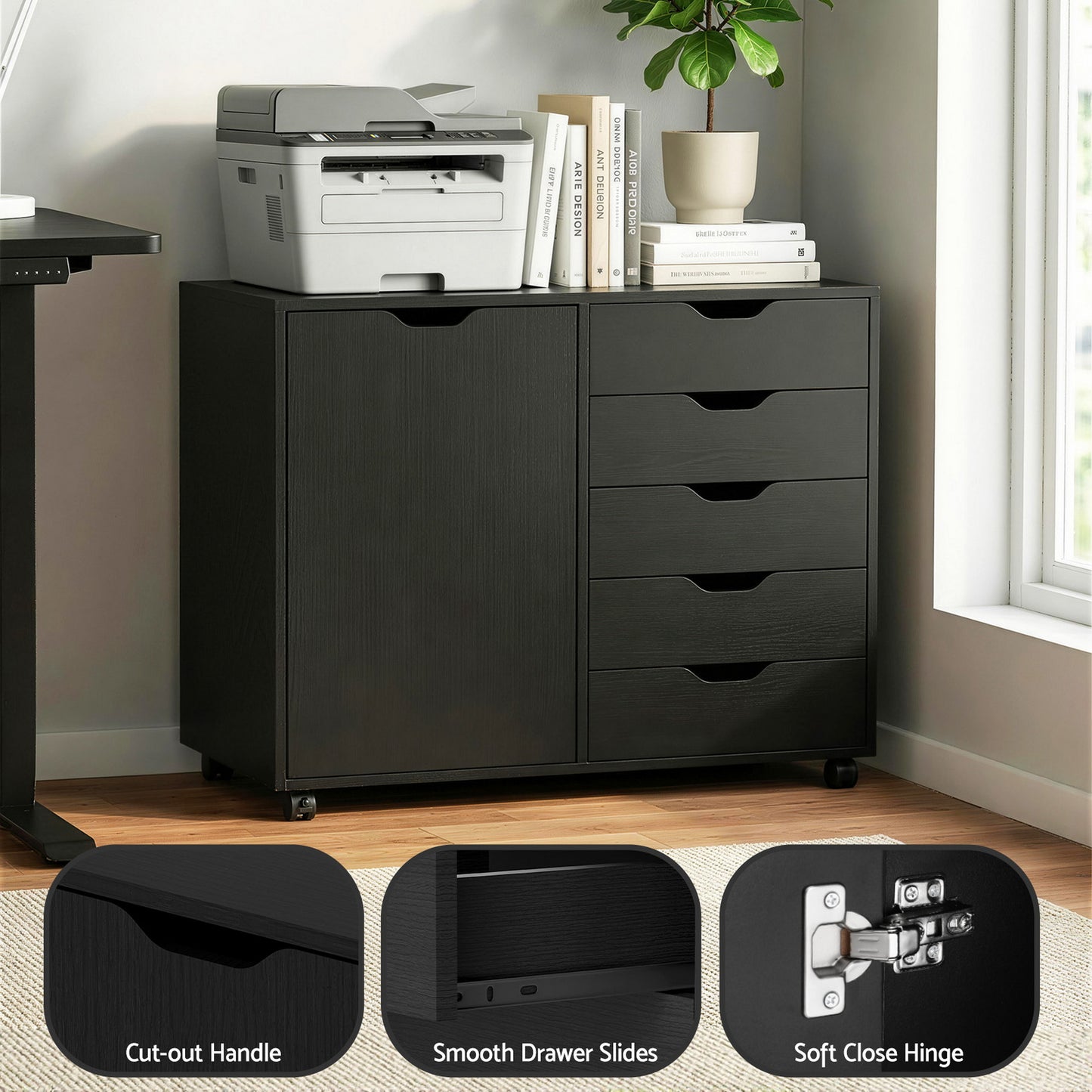 Artiss Mobile Filing Cabinet - 5 Drawer