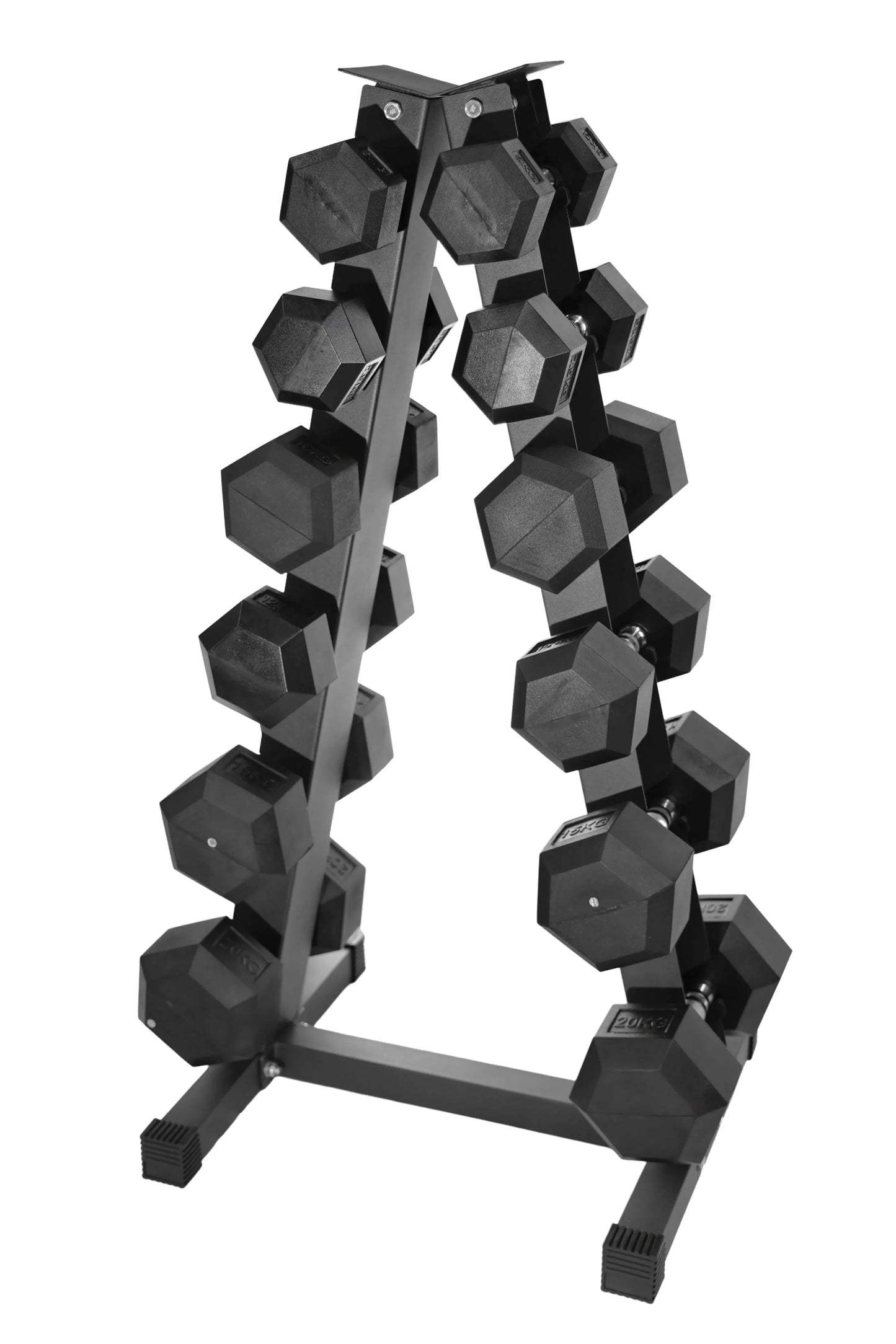 4-Pair Hex Dumbbell Set with Rack - 100kg