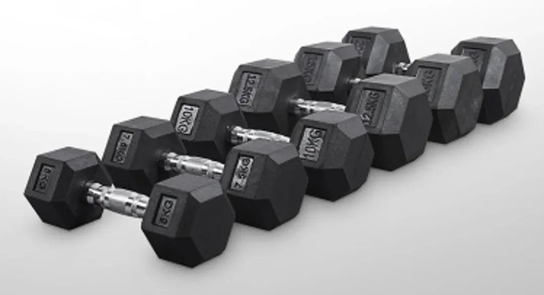 Rubber Hex Dumbbells 2 x 2.5kg