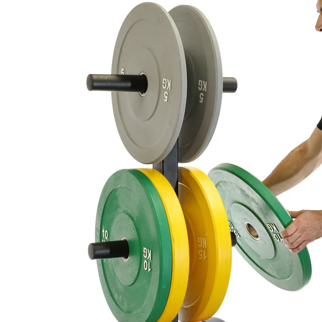Weight Plate Tree Rack with 150kg Bumper Plate Set