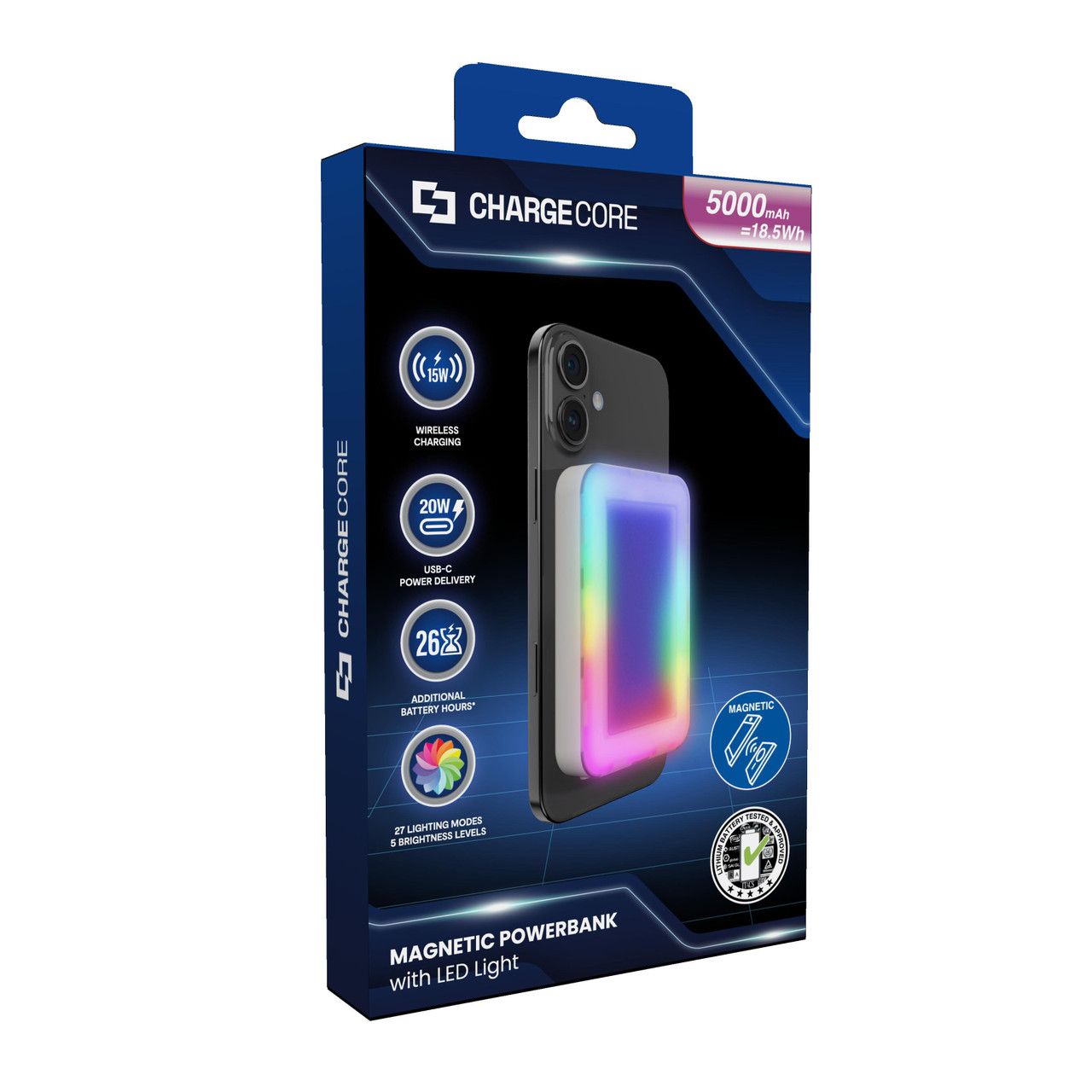 Laser ChargeCore 5000mAh Selfie Power Bank - White