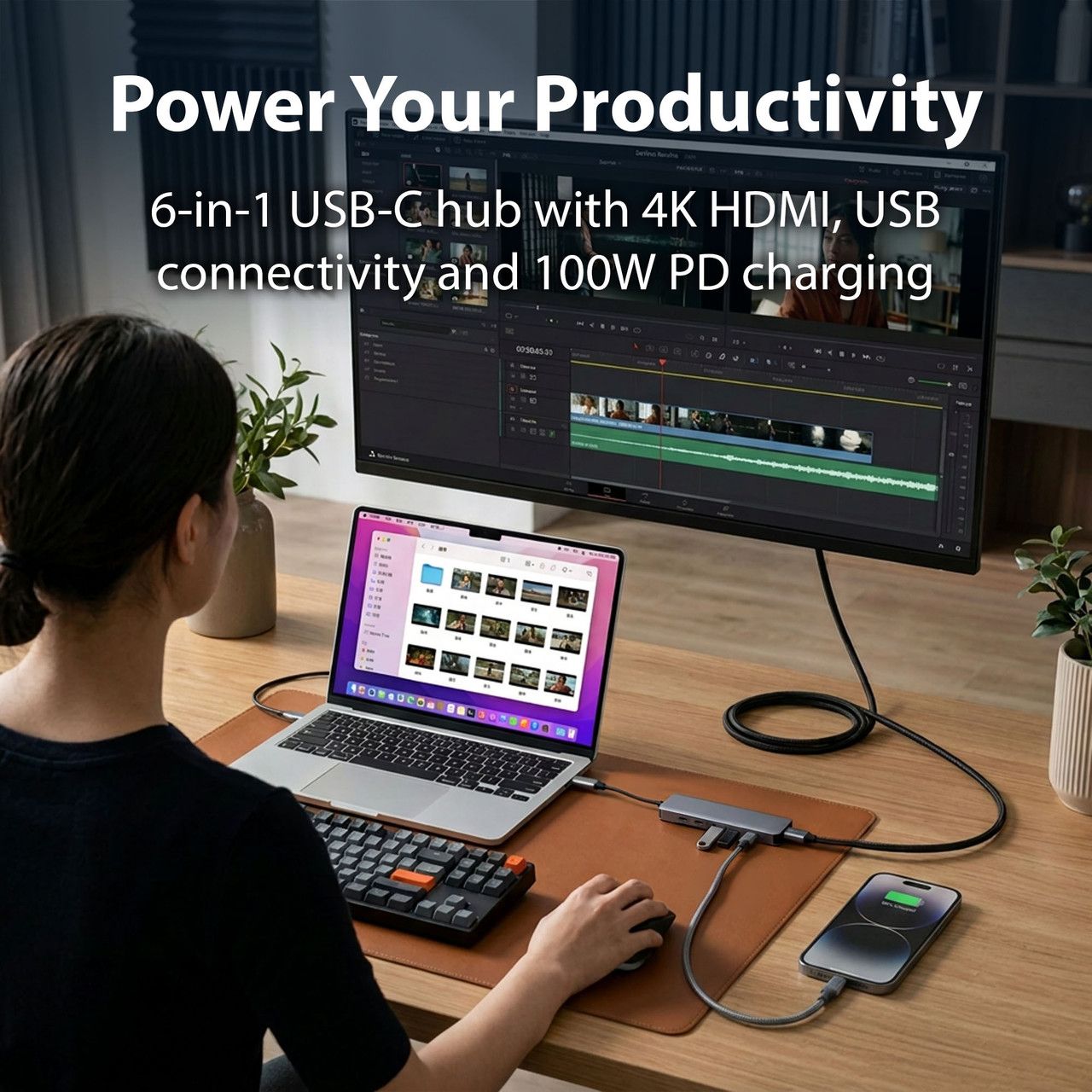 Laser USB-C 6-in-1 Hub with 4K HDMI