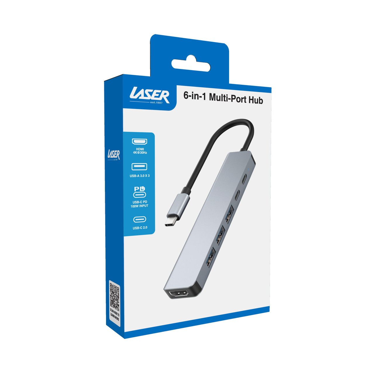 Laser USB-C 6-in-1 Hub with 4K HDMI