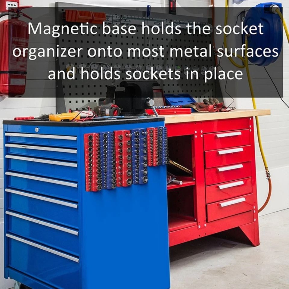 1PC 3/8" Blue Metric Magnetic Socket Organizer Storage Holder Trays Single size