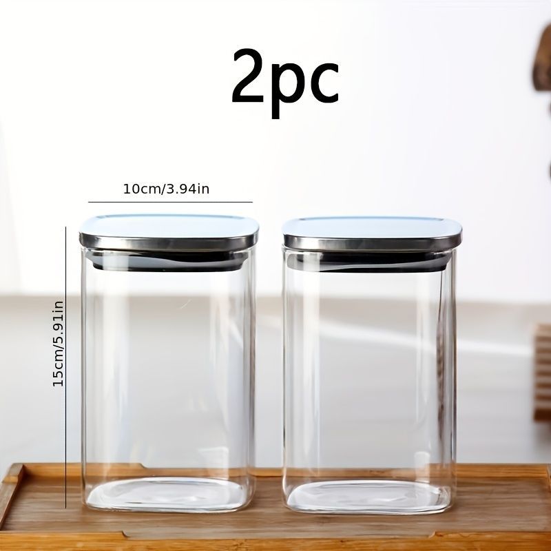 Airtight Storage Jars - Clear 2 Pack 1000ml