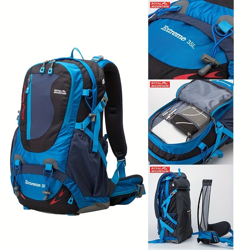 Orange Blue Black Royal Mountain backpack, Extreme 35L backpack, travel backpack, outdoor backpack, high-quality backpack, Australian bush backpack, camping gear, hiking backpack 35L