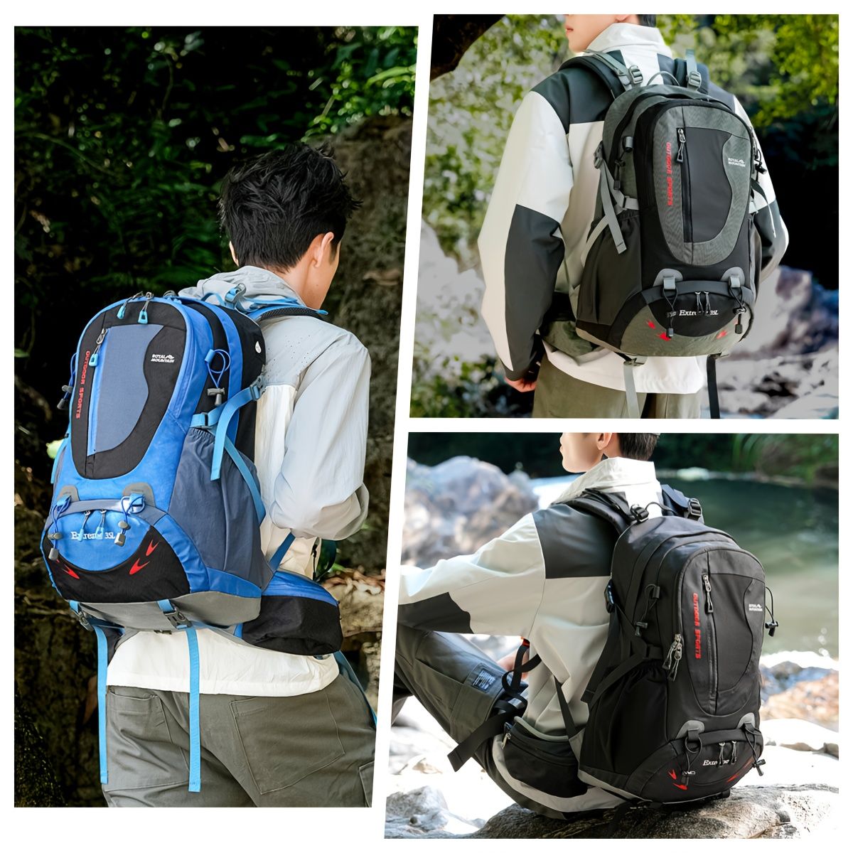 Orange Blue Black Royal Mountain backpack, Extreme 35L backpack, travel backpack, outdoor backpack, high-quality backpack, Australian bush backpack, camping gear, hiking backpack 35L