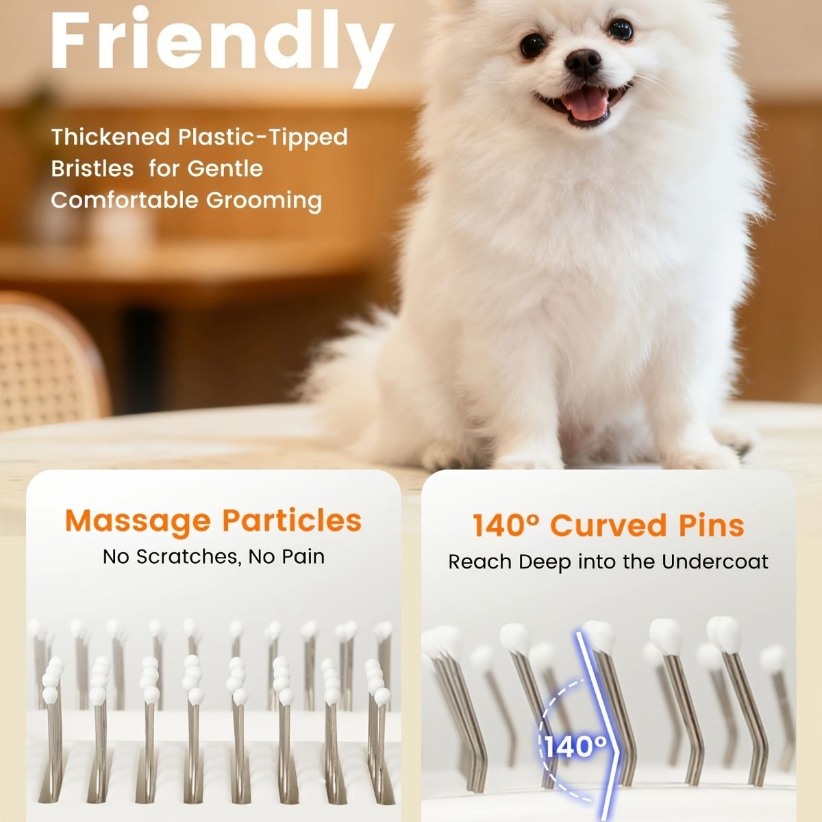 Pet Dematting Comb & Grooming Brush - White