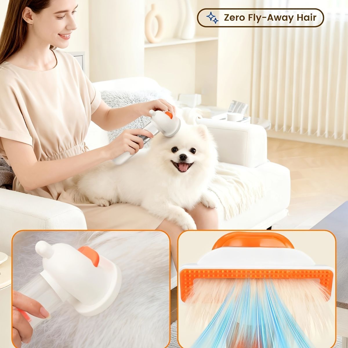 Pet Dematting Comb & Grooming Brush - White
