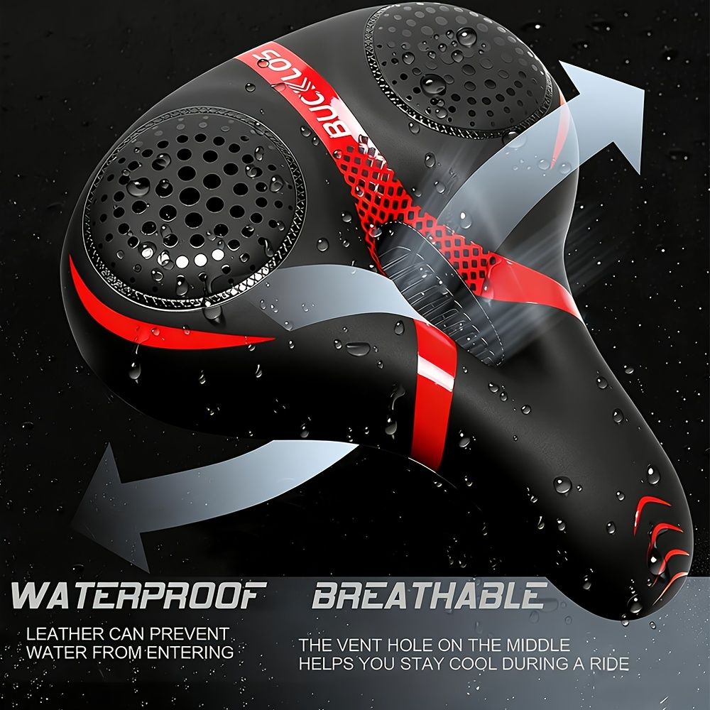 BUCKLOS Wide Bicycle Saddle - Black/Red